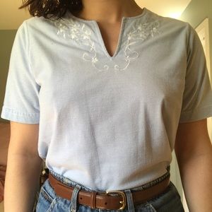 Vintage v-neck blue shirt